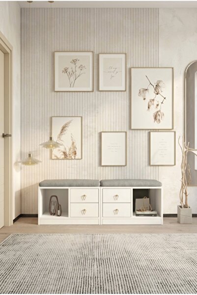 FOR WOMAN DESİGN Ahşap Çekmeceli Raflı Bench Dolap Modern Çok Amaçlı Depolama...