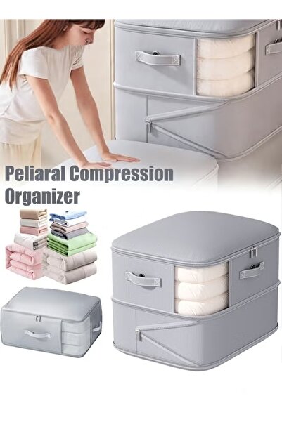 Generic Self Compression Storage Bag 54*42*60cm 2-Layer Closet Organizer with...