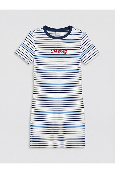 LC Waikiki LCW Παιδικό Φόρεμα Κοριτσίστικο Ριγέ Ναυτικό Μπλε