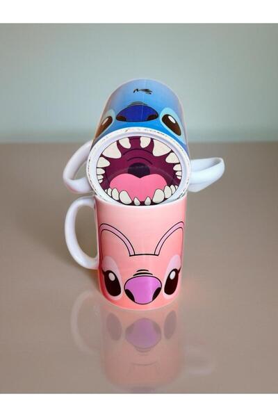 NO BRAND 3D Stitch mug with mouth design on the outside, ceramic, giftSTI