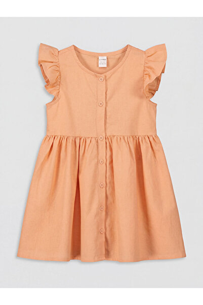 LC Waikiki Φόρεμα με βολάν και λινή όψη για κορίτσια Mercan