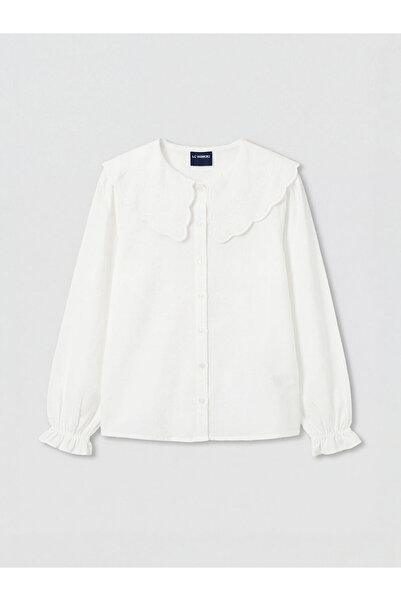 LC Waikiki Rmz Gi̇yi̇m Farkiyla Baby Roba Collar Embroidered Girl's Shirt