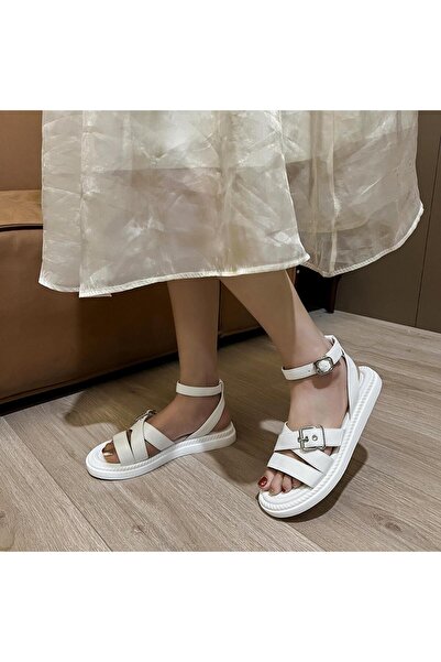 Tonii Women's sandals without heels made of eco-leather, 1018