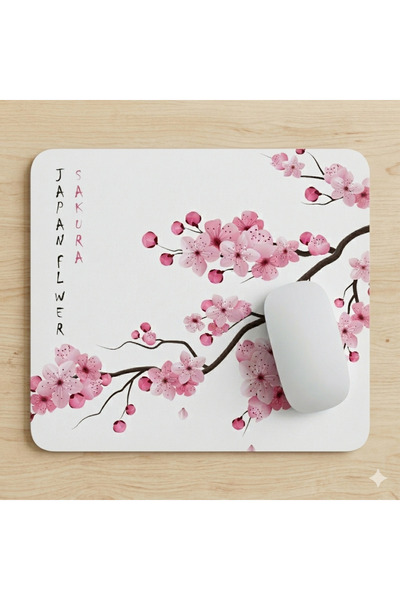 ADURA Sakura Desenli Estetik Mousepad - Kaymaz Tabanlı 22x18 cm Japon Çiçeği ...