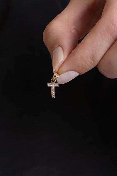 Bayar Gold 14 Ayar Altın T Harf Zirkon Taşlı Kolye Ucu