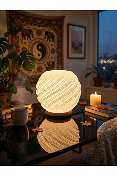 nk3d MoonGlow – Spiral Tasarım Ambiyans Gece Lambası | Sıcak Işık