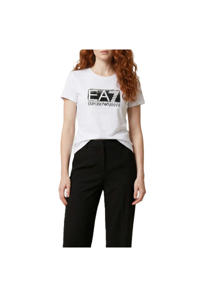 EA7 Tricou TRAIN LOGO SERIES W PAILLETS TEE CROSSOVER Femei