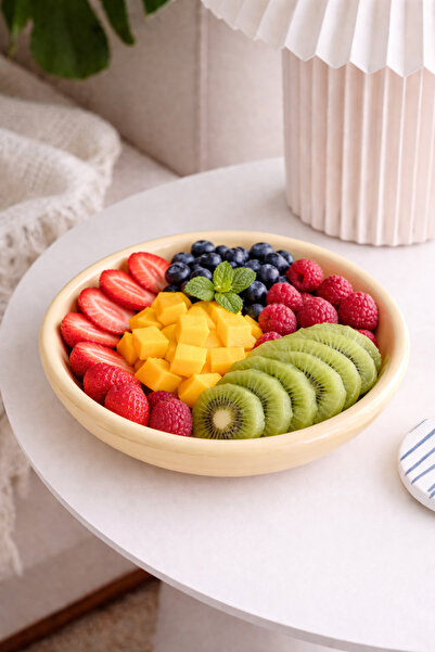 Beige & Stone Yellow Donut Ceramic Dinner Plate – 21.5 cm