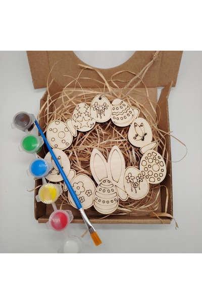 OEM Creative wooden set Crown for painting, Easter, colors and brush, 14.5cm