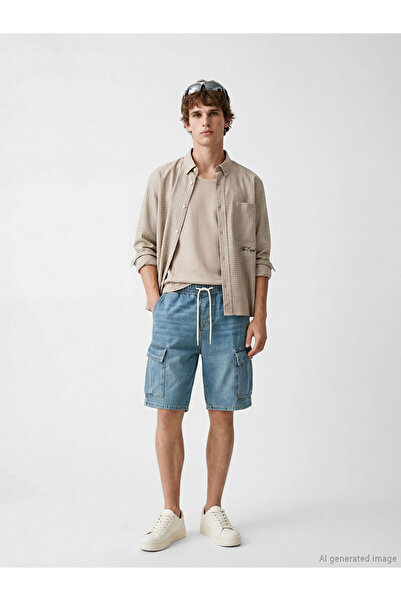 LC Waikiki شورت جينز رجالي من إنديجو بقصة عادية