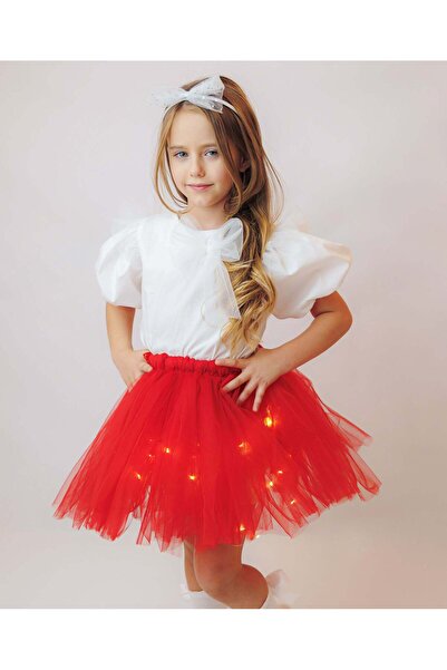 fustite cu luminite Light-Up Skirt, Red for March 8th - 3-5 years (98-116 cm)