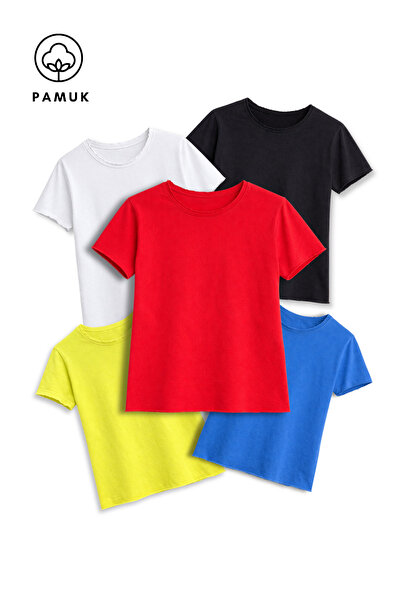 difa kids Girl's and Boy's 5-Piece Set Casual Ripped Detailed Summer Short Sl...