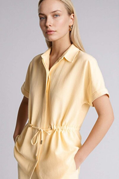 DeFacto Regular Fıt Polo Yaka Keten Karışımlı Kısa Kollu Gömlek H1445AX26SM