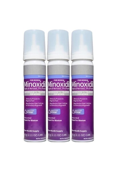 DAsiNU Kirkland αφρός για γυναίκες κατά της τριχόπτωσης 5%, 3 σωληνάρια, 3x60gr