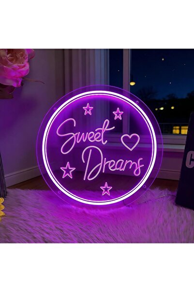 Slasa Sweet Dream Neon Sign LED Light with 6mm Acrylic Base, 30x30cm Bedroom ...