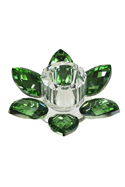 Azay Suport lumânare Lotus, Sticlă verde 11x4 cm