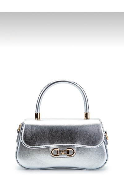 ALBERA Women's Silver Covered Baguette Model Hand and Shoulder Bag