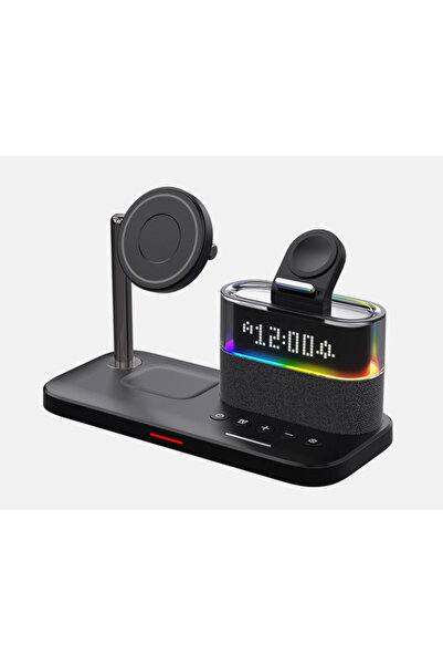 Aztech 4-in-1 Wireless Charging Station Dock with RGB Touch Light, Alarm Cloc...