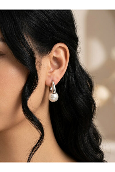Elmosia Jewelry أقراط فضية مزينة باللؤلؤ، أقراط أنيقة بتصميم بسيط للمناسبات ا...