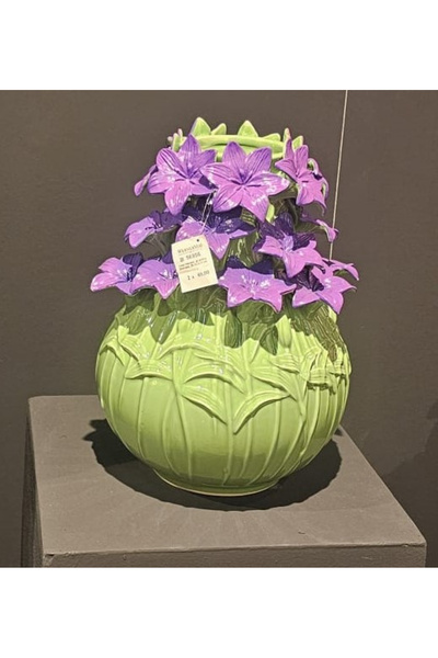 Azay Vaza Verano, verde/violet, gresie, 26.5x35.5 cm