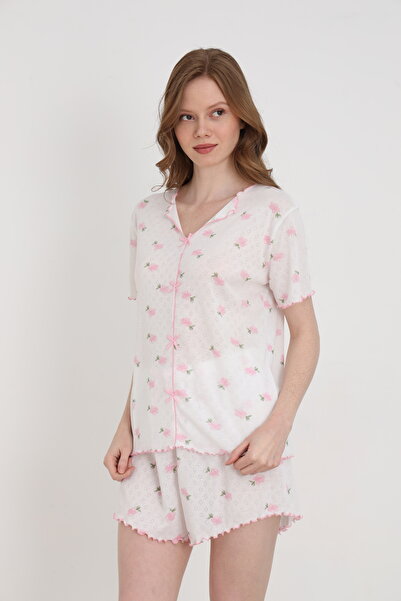 ELİTOL طقم شورت نسائي من الجاكار والفسكوز مع فيونكة