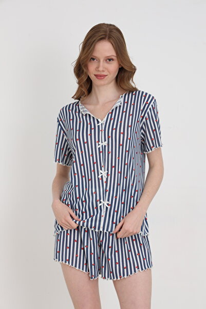 ELİTOL Set pantaloni scurți pentru femei cu fundă din viscoză jacquard