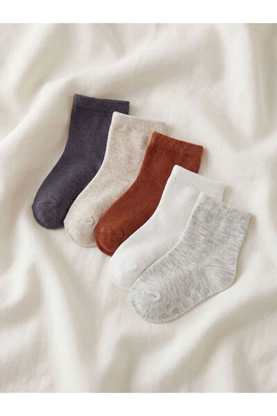 LC Waikiki Anthracite Non-Slip Sole Baby Boy Socks, Pack of 5