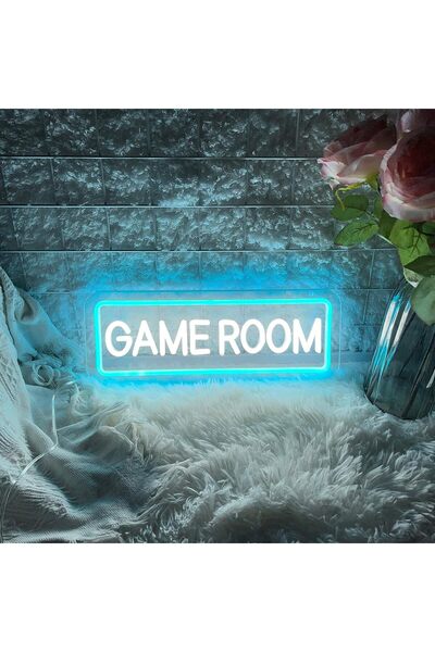 Slasa Game Room Neon Sign LED Light with 6mm Acrylic Base, 17x40cm Sky Blue G...