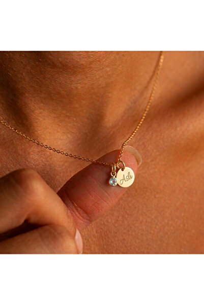 Soleildor 925 ayar Orijinal Gümüş Kişiye Özel Taşlı İsimli Harfli Küçük Disk ...