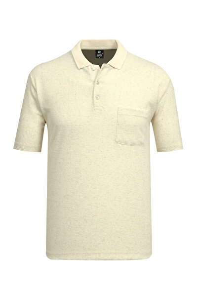 Çizgi Triko Ανδρικό μπλουζάκι με κοντό μανίκι και λαιμόκοψη πόλο σε μπεζ χρώμ...