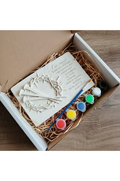 CREATIVITATEPLUS Set creativ cu tablou din ipsos Coroana cu spini si cuie, Pa...