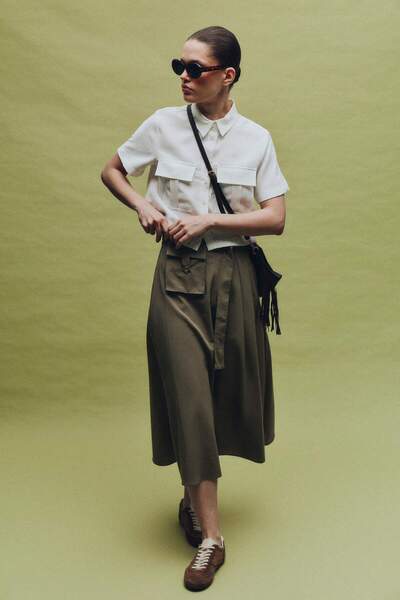 DeFacto Fustă midi din bumbac terry, croială în A, talie normală H3572AX26SP