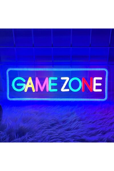Slasa Game Zone Neon Sign LED Light with 6mm Acrylic Base, 17x40cm Gamer Decor