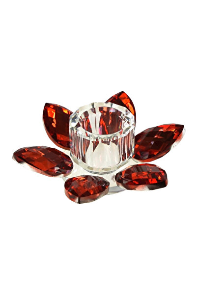 Azay Lotus Candle Holder, Red Glass 11x4 cm