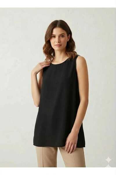 BETES Women's Hijab Sleeveless Black Front Tulle Chiffon Lycra Undershirt Blo...