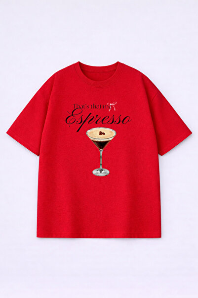 LORVEX Espresso Printed Oversize Women's Cotton T-Shirt - T-Shirt