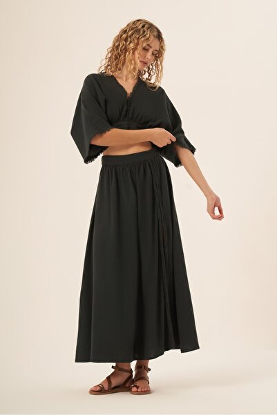 Whitefin تنورة جالاتيا المنسوجة باللون الأنثراسيت