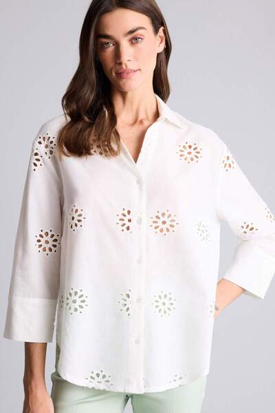 DeFacto Cămașă supradimensionată cu guler brodat și mânecă lungă B5419AX26SP