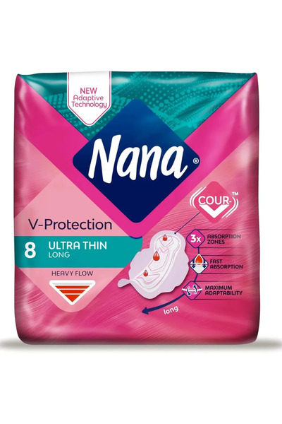 Nana V Protection Ultra Thin And Long Sanitary Pads For Heavy Flow- 8 Pads
