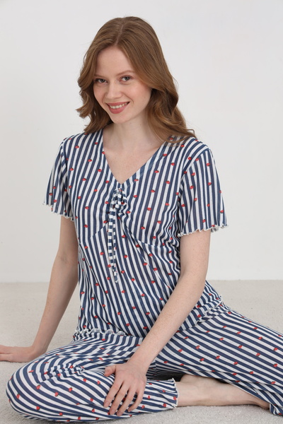 ELİTOL Jacquard Viscose Tie-Dye Women's Pajama Set