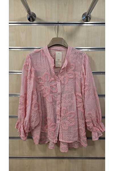 Park Moda Silk Blouse with Floral Embossing