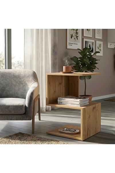 Ysf Ravoni Home Premium MDF Z-Form Modern Yan Sehpa - 60 cm Tasarım Komodin v...