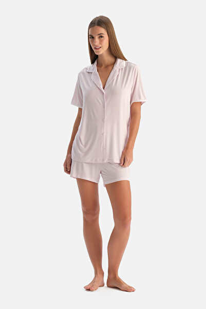 Dagi Σετ σορτς πουκάμισο σε ανοιχτό ροζ χρώμα Modal Cool Touch