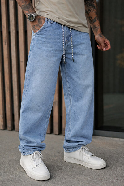 DAMGA JEANS Ανδρικό καθημερινό φαρδύ μπλε παντελόνι
