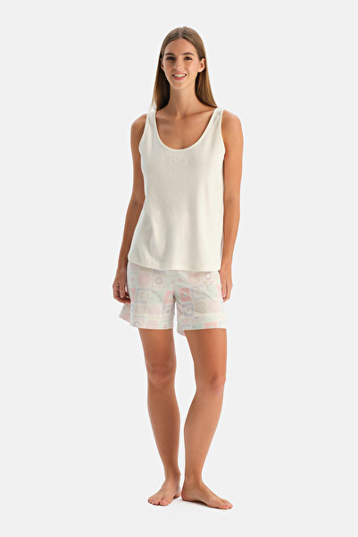 Dagi Екрю комплект спортни шорти с дебели презрамки