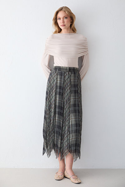 Melike Tatar Patterned Asymmetrical Skirt 32-2755