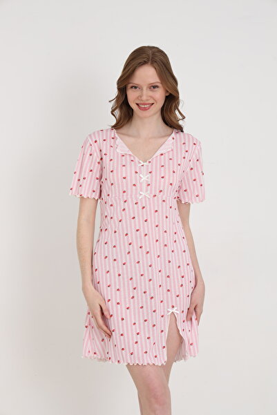 ELİTOL Γυναικείο τουνίκ ζακάρ βισκόζης με φιόγκο και σκίσιμο