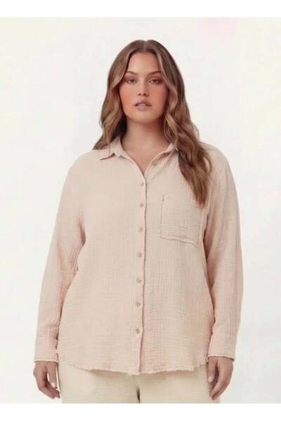 RMG Κρέμα πουκάμισου από ύφασμα μουσελίνας μεγάλου μεγέθους