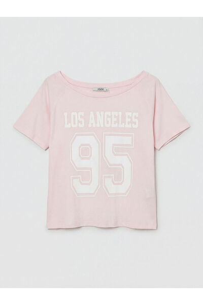 LC Waikiki Rmz Gi̇yi̇m Farki̇lya Wide Roba Collar Printed Women's T-Shirt