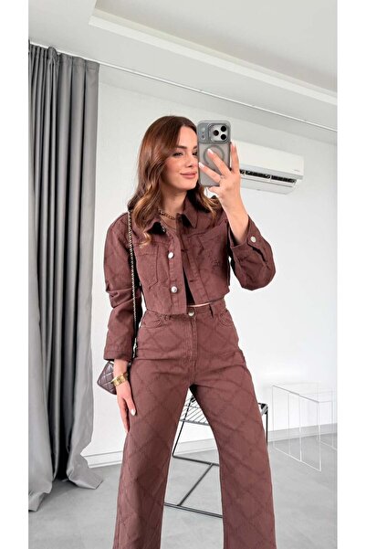 pelin yıldız butik Dury Örgü Detaylı Düğmeli Crop Kot Ceket